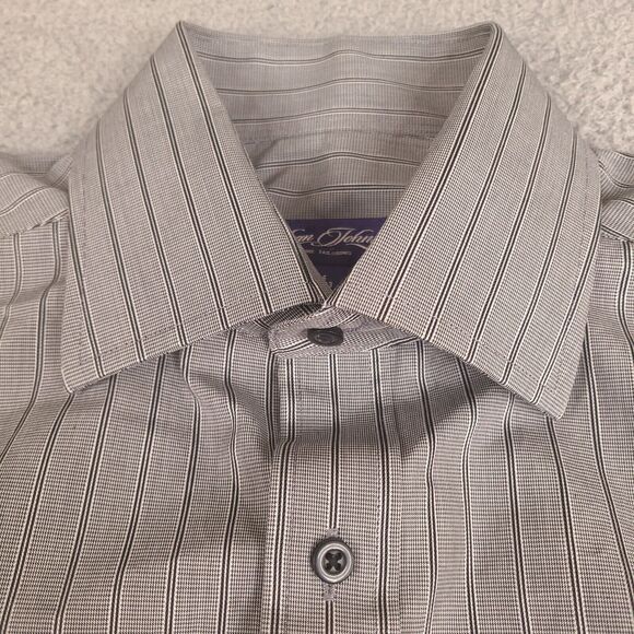 Sean John Dress Shirt Men's Large 16 32/33 Gray Striped Fine Tailoring Button Up - Picture 5 of 13